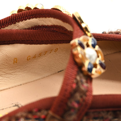 Chanel Wool Tweed Mary Jane Flats 37.5 Brown Red Dark Blue 8 of 9