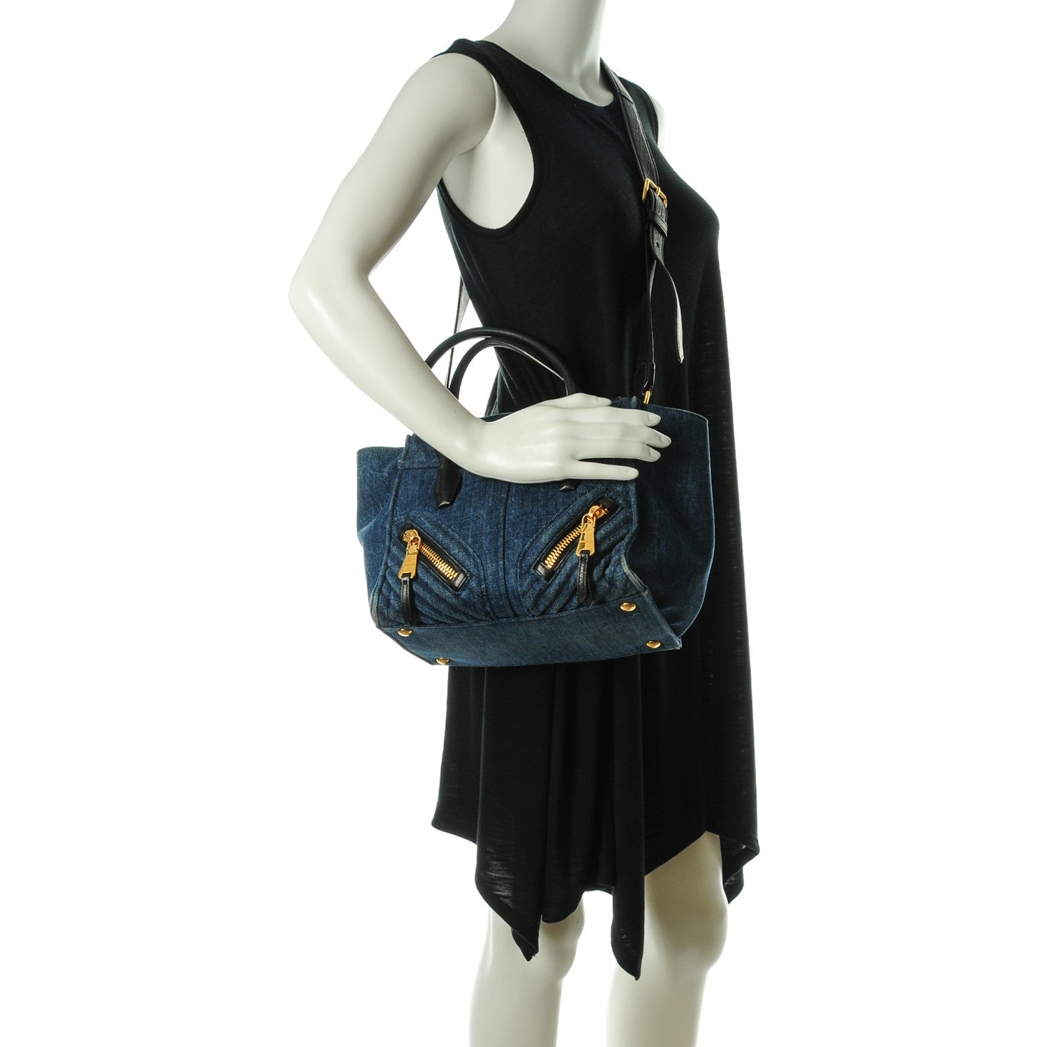 Miu Miu Denim Matelasse Biker Tote Avio 2 of 6