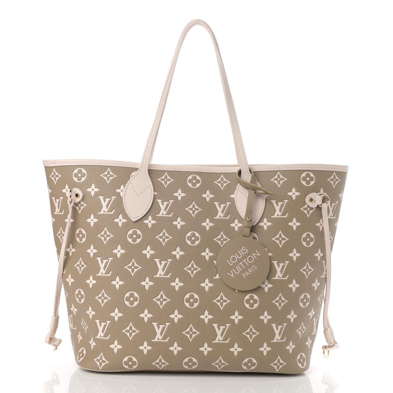 Louis Vuitton Empreinte Monogram Spring In The City Neverfull MM Kaki Beige Cream 3 of 10