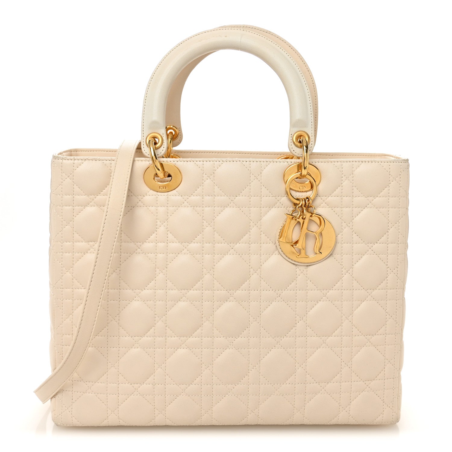 Christian Dior Lambskin Cannage Large Lady Dior White 1 of 11