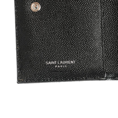 Saint Laurent Grain De Poudre Matelasse Chevron Monogram Zipped Two-Part Wallet Black 6 of 8