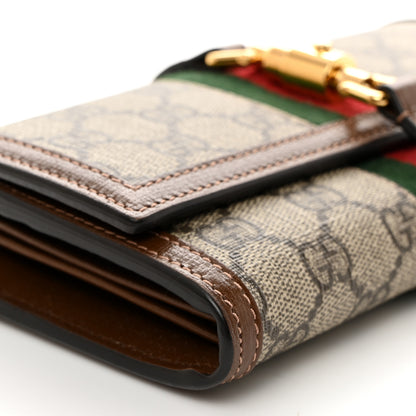 Gucci GG Supreme Monogram Azalea Calfskin Web Jackie 1961 Chain Wallet Beige Ebony Brown Sugar 9 of 10