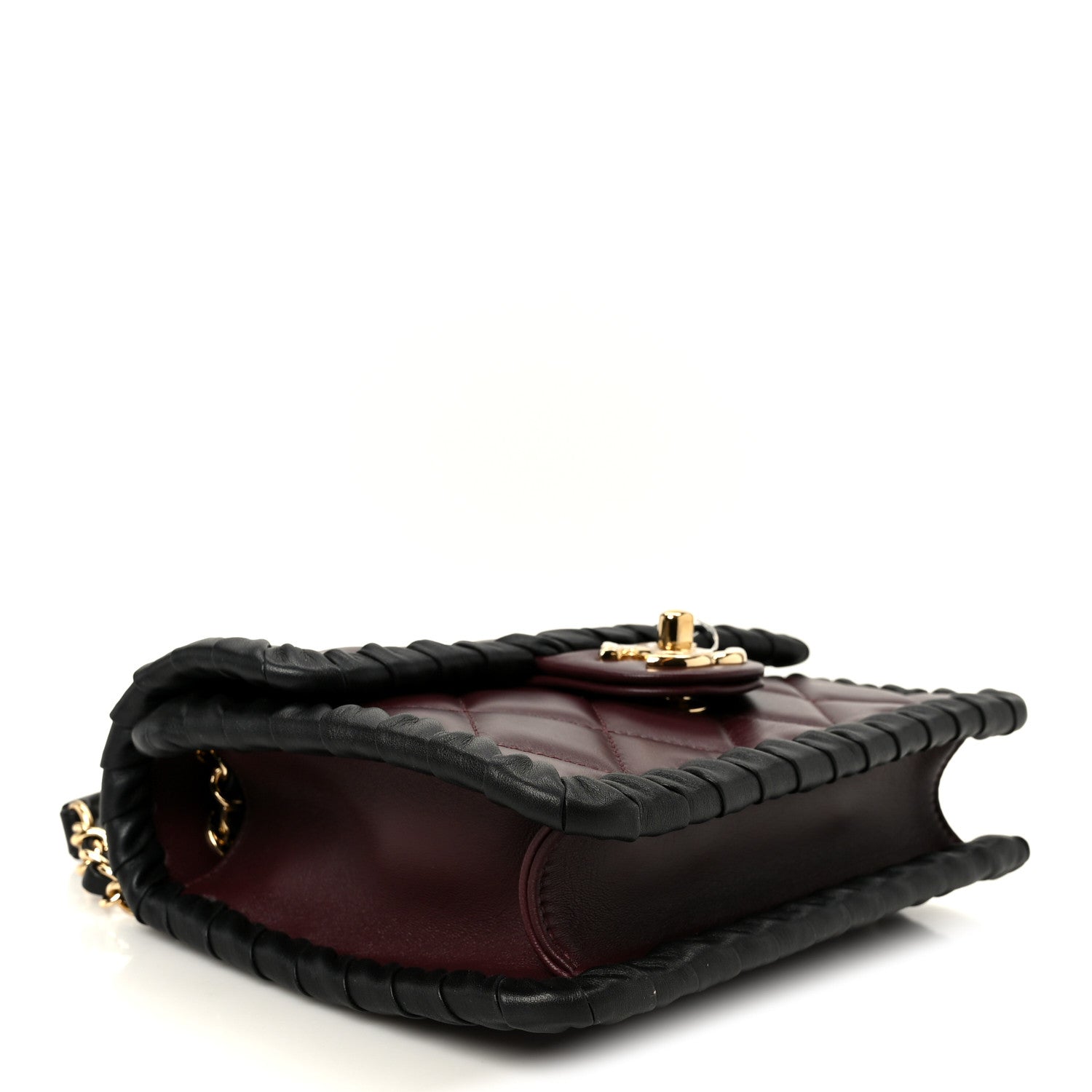 Chanel Lambskin Braided Calfskin Mini Flap Bag Dark Burgundy Black 4 of 12