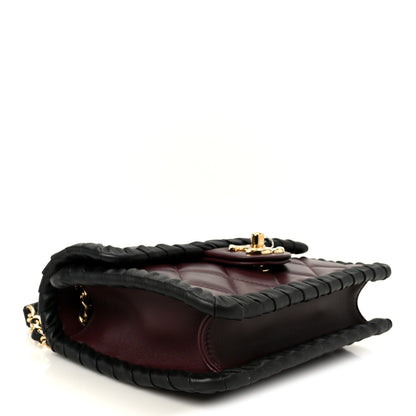 Chanel Lambskin Braided Calfskin Mini Flap Bag Dark Burgundy Black 4 of 12