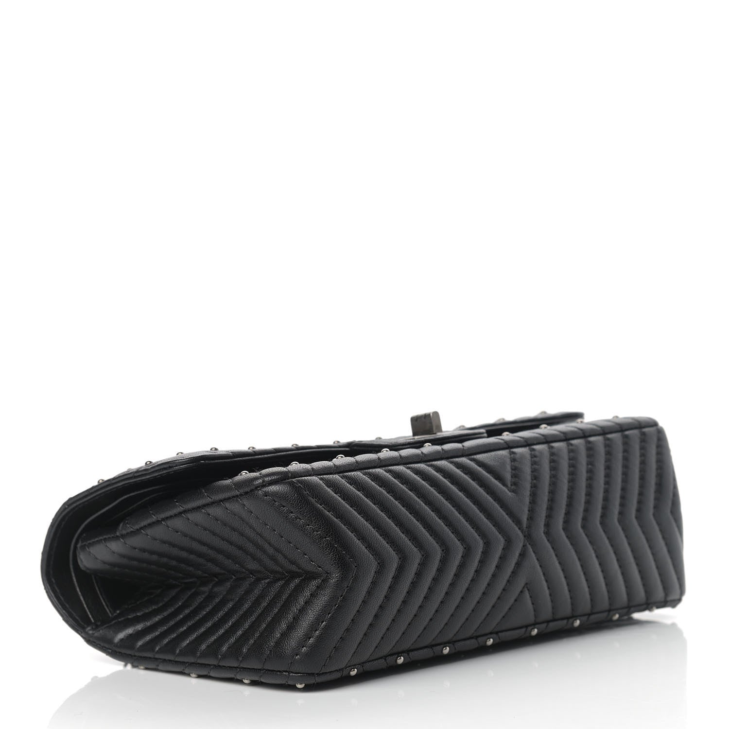 Chanel Sheepskin Chevron Quilted Studded 2.55 Reissue 225 Flap Black 3 of 11