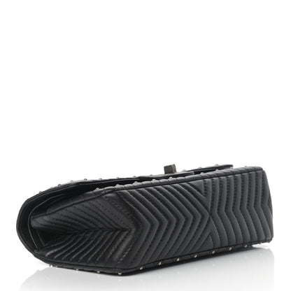 Chanel Sheepskin Chevron Quilted Studded 2.55 Reissue 225 Flap Black 3 of 11