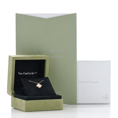 Van Cleef & Arpels 18K Yellow Gold Mother of Pearl Sweet Alhambra Pendant Necklace 5 of 5