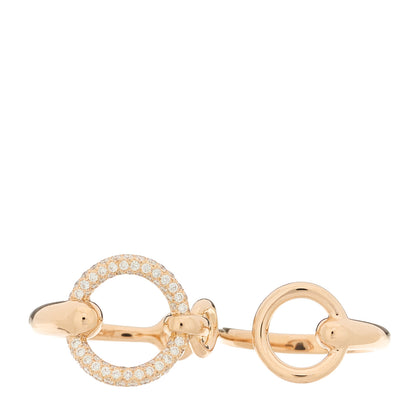 Hermes 18K Rose Gold Diamond Filet d'Or Double Ring 55 7.25 1 of 5