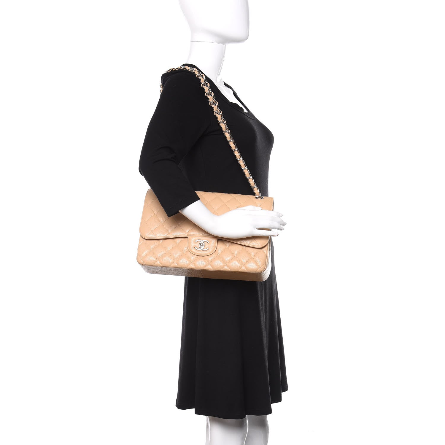 Chanel Caviar Quilted Jumbo Double Flap Beige Clair 2 of 21