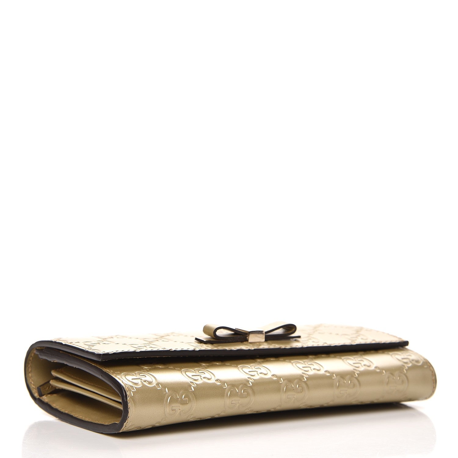 Gucci Metallic Guccissima Signature Bowy Continental Wallet Golden Beige 4 of 7