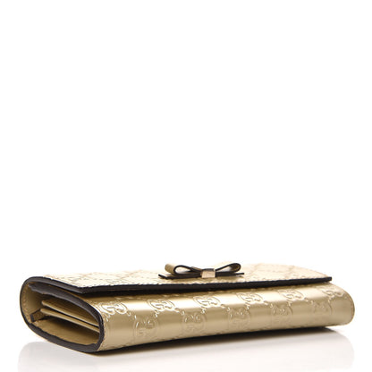 Gucci Metallic Guccissima Signature Bowy Continental Wallet Golden Beige 4 of 7