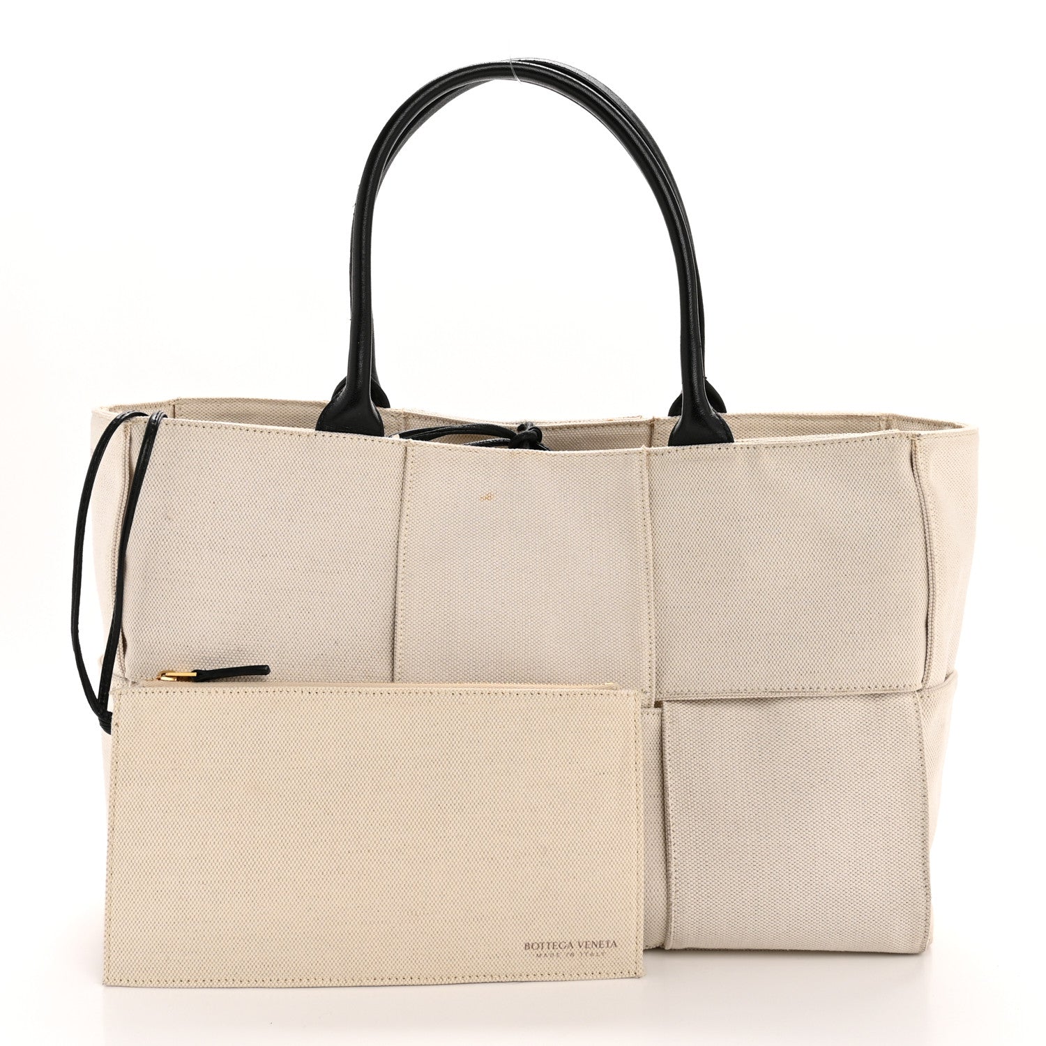 Bottega Veneta Canvas Maxi Intrecciato Medium Arco Tote Beige Black 3 of 14