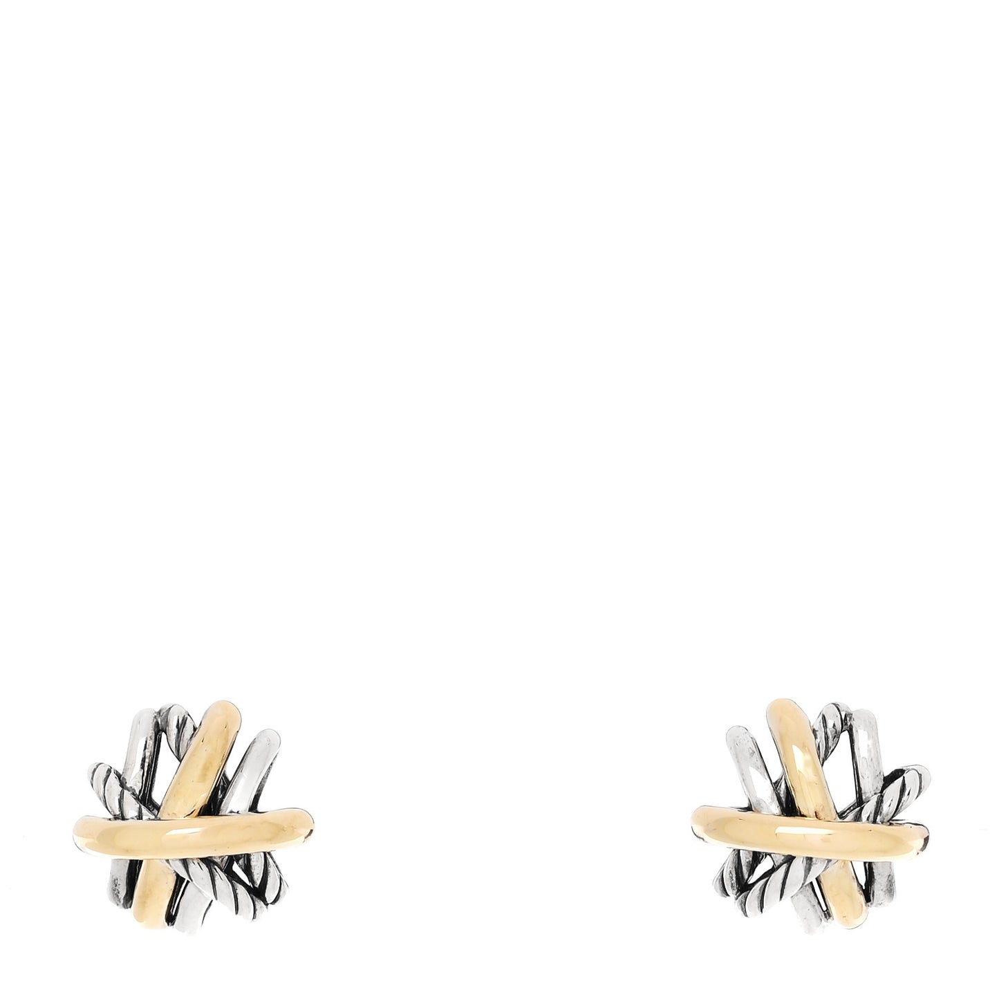 Sterling Silver 18K Yellow Gold Crossover Stud Earrings