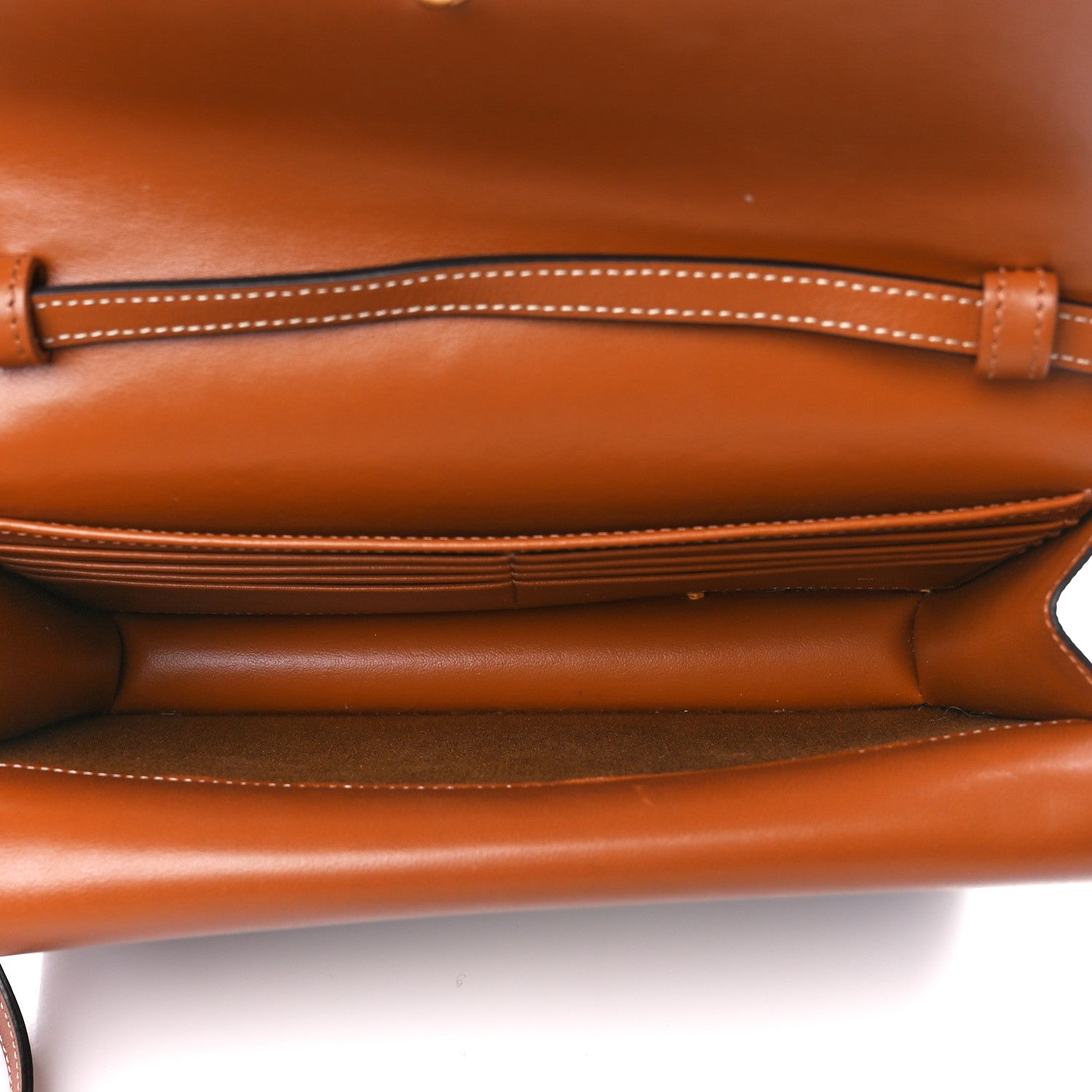 Celine Triomphe Canvas Lambskin Wallet On Strap Tan 6 of 14