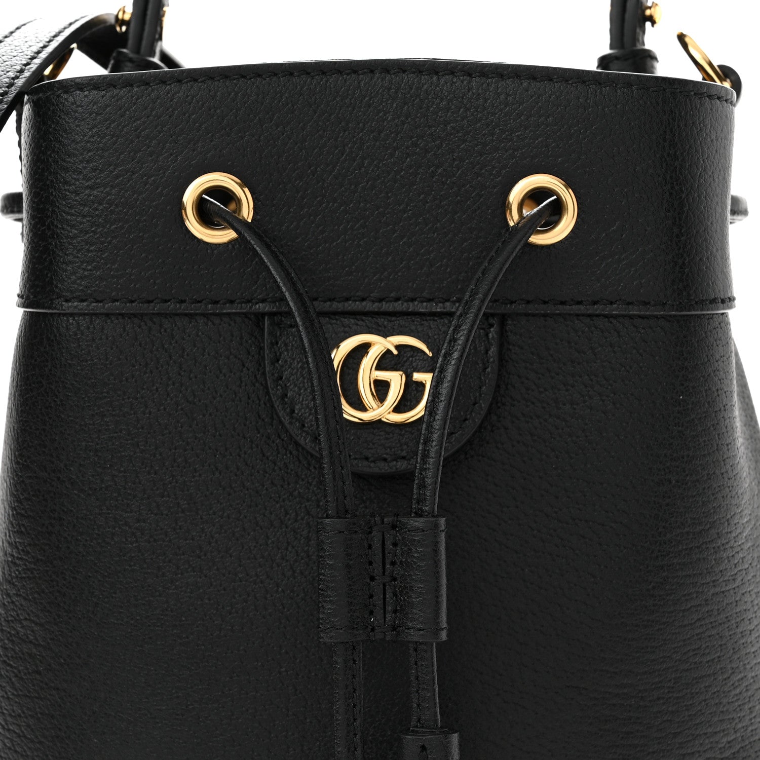 Gucci Glazed Textured Calfskin Web Small Ophidia Bucket Bag Black 8 of 10