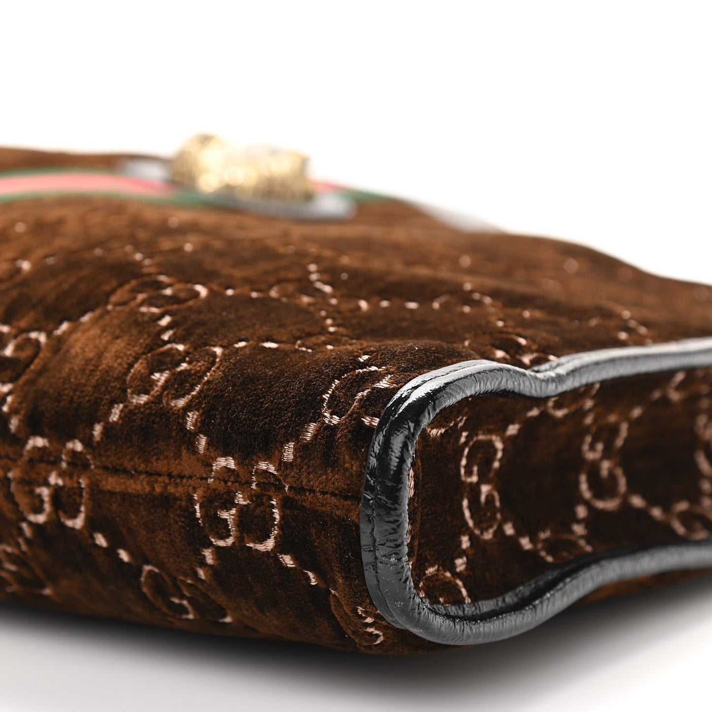 Velvet GG Monogram Large Rajah Chain Tote Brown