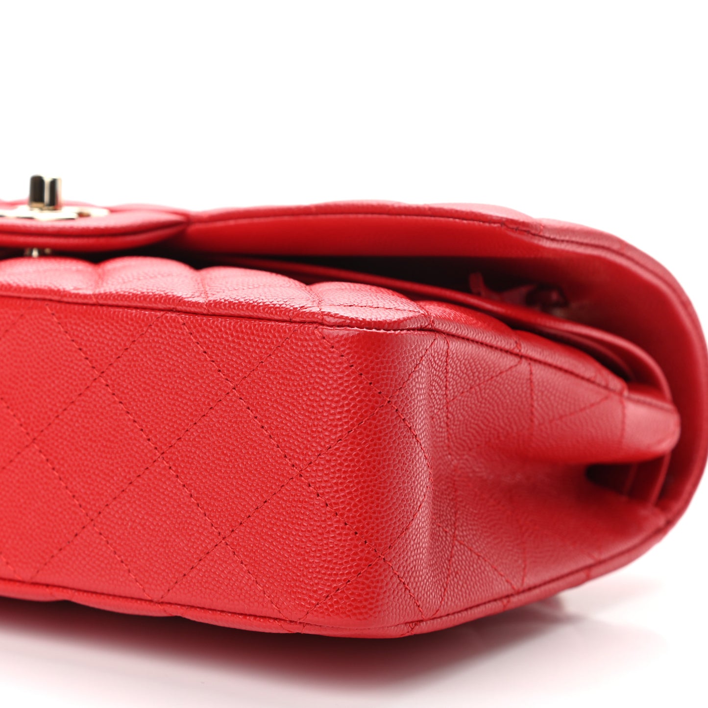 Caviar Quilted Medium Double Flap Red