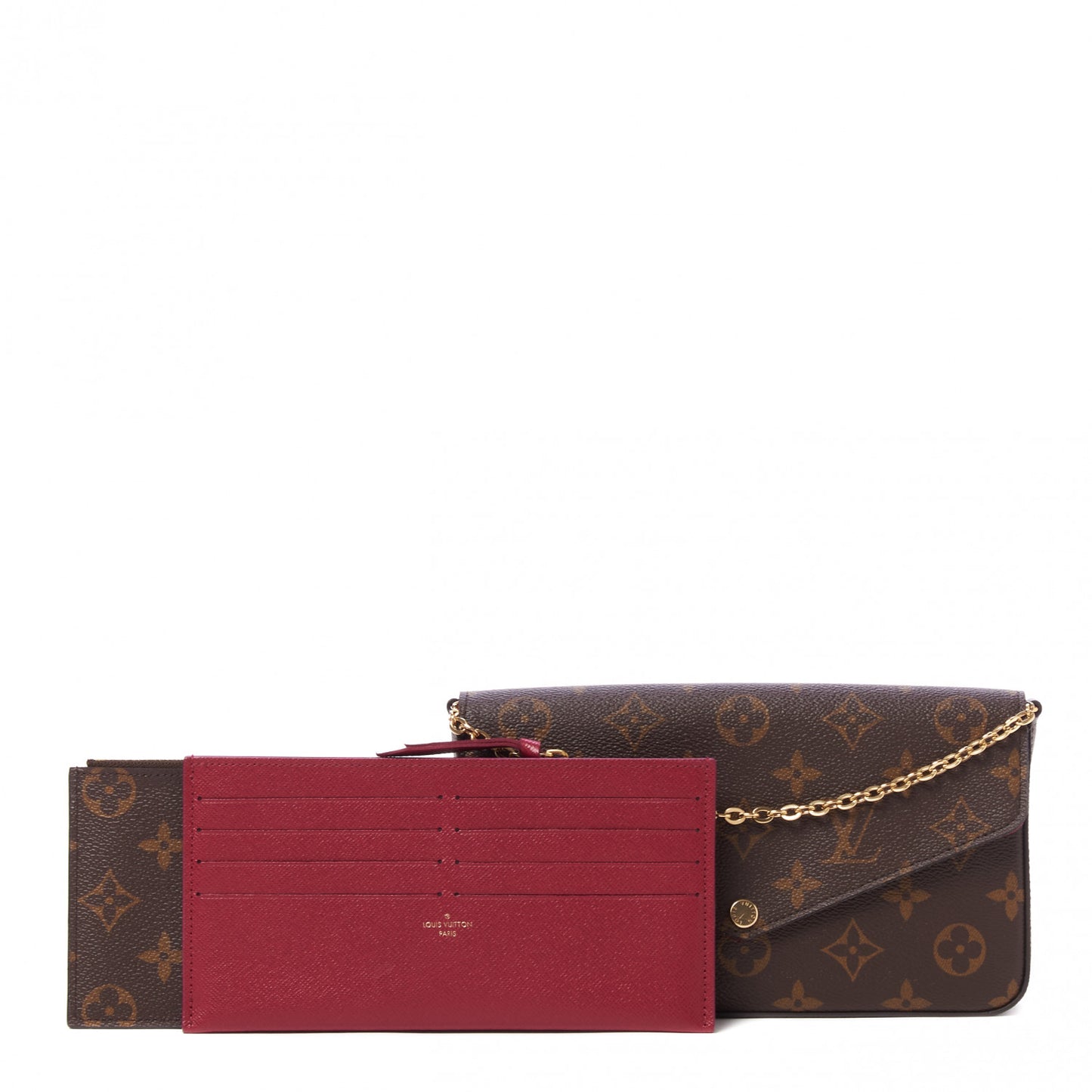 Monogram Pochette Felicie Chain Wallet Fuchsia