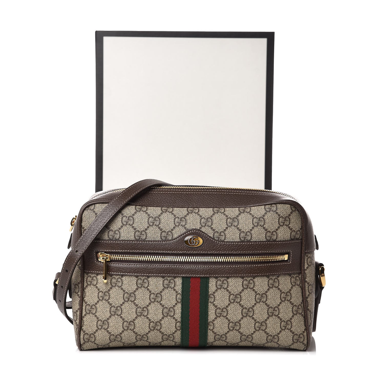 GG Supreme Monogram Web Small Ophidia Shoulder Bag Brown