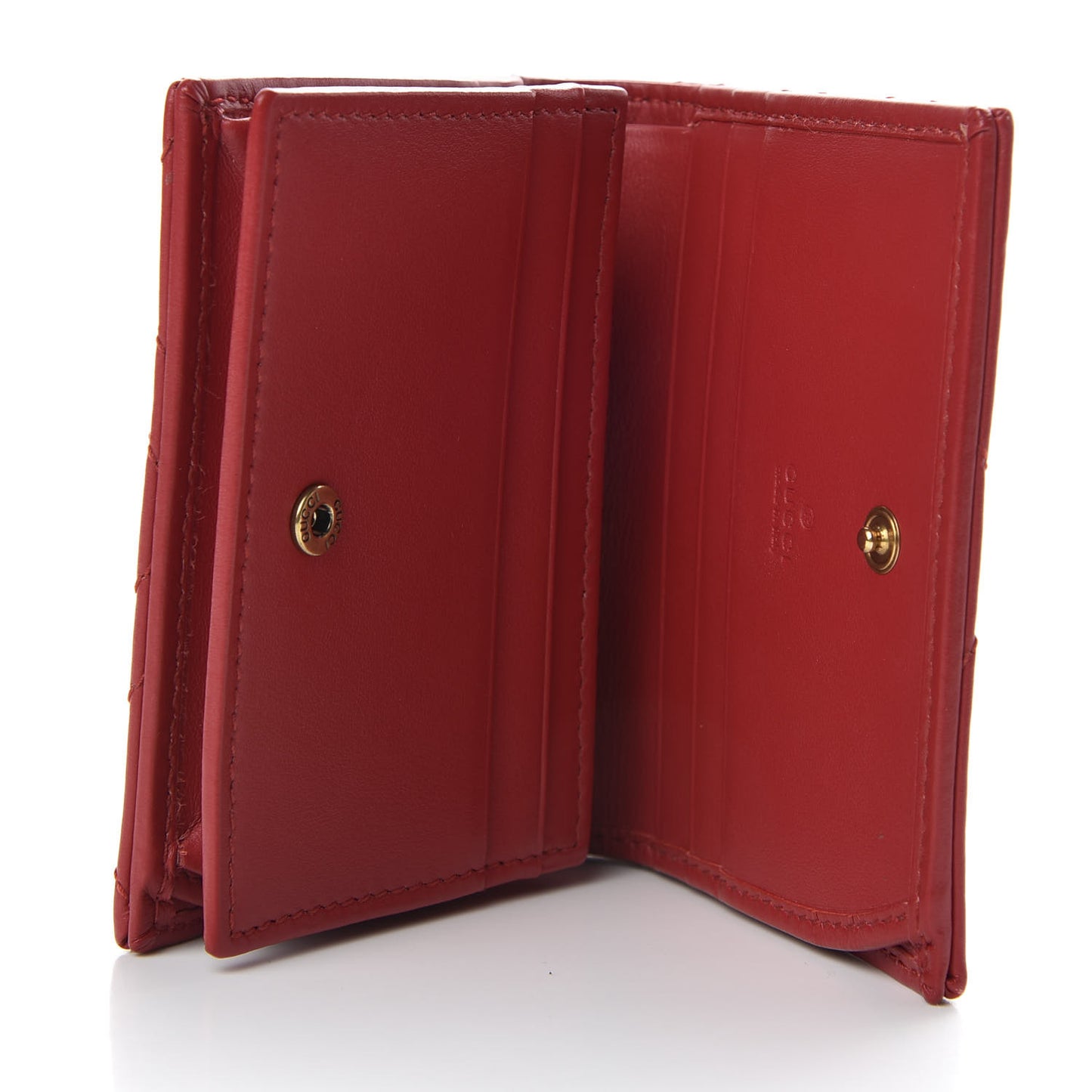 Calfskin Matelasse GG Marmont Card Case Wallet Hibiscus Red