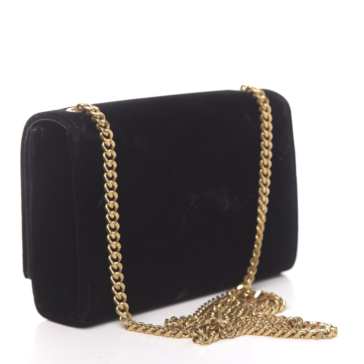 Saint Laurent Velvet Small Monogram Kate Tassel Shoulder Bag Black 3 of 14