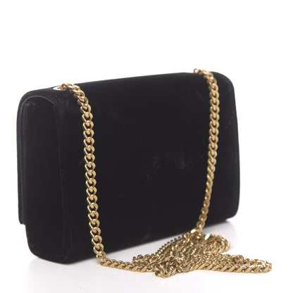 Saint Laurent Velvet Small Monogram Kate Tassel Shoulder Bag Black 3 of 14