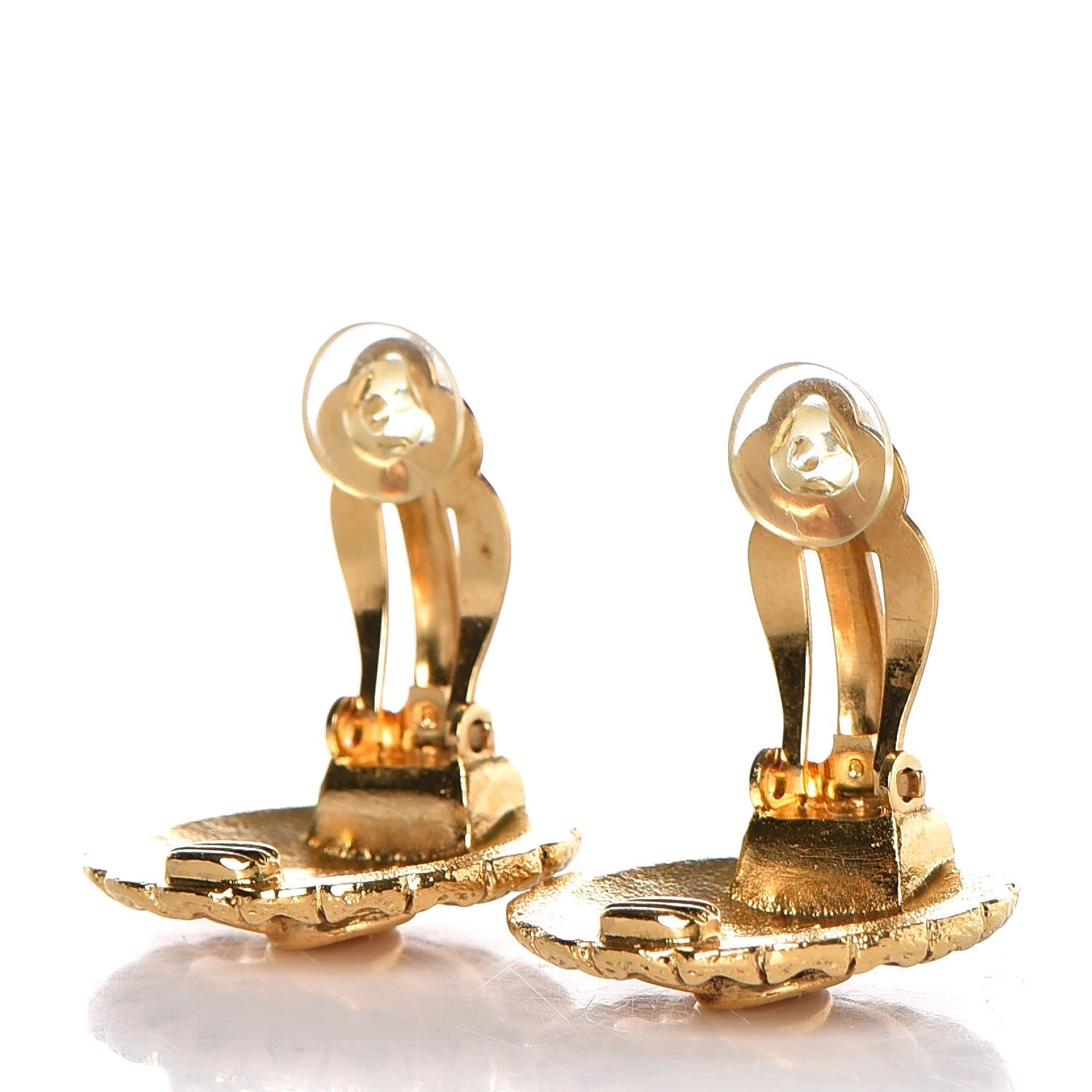 Chanel CC Button Clip On Earrings Gold 4 of 4