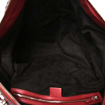 Gucci Metallic Guccissima Medium Bamboo Bar Tote Red 5 of 10