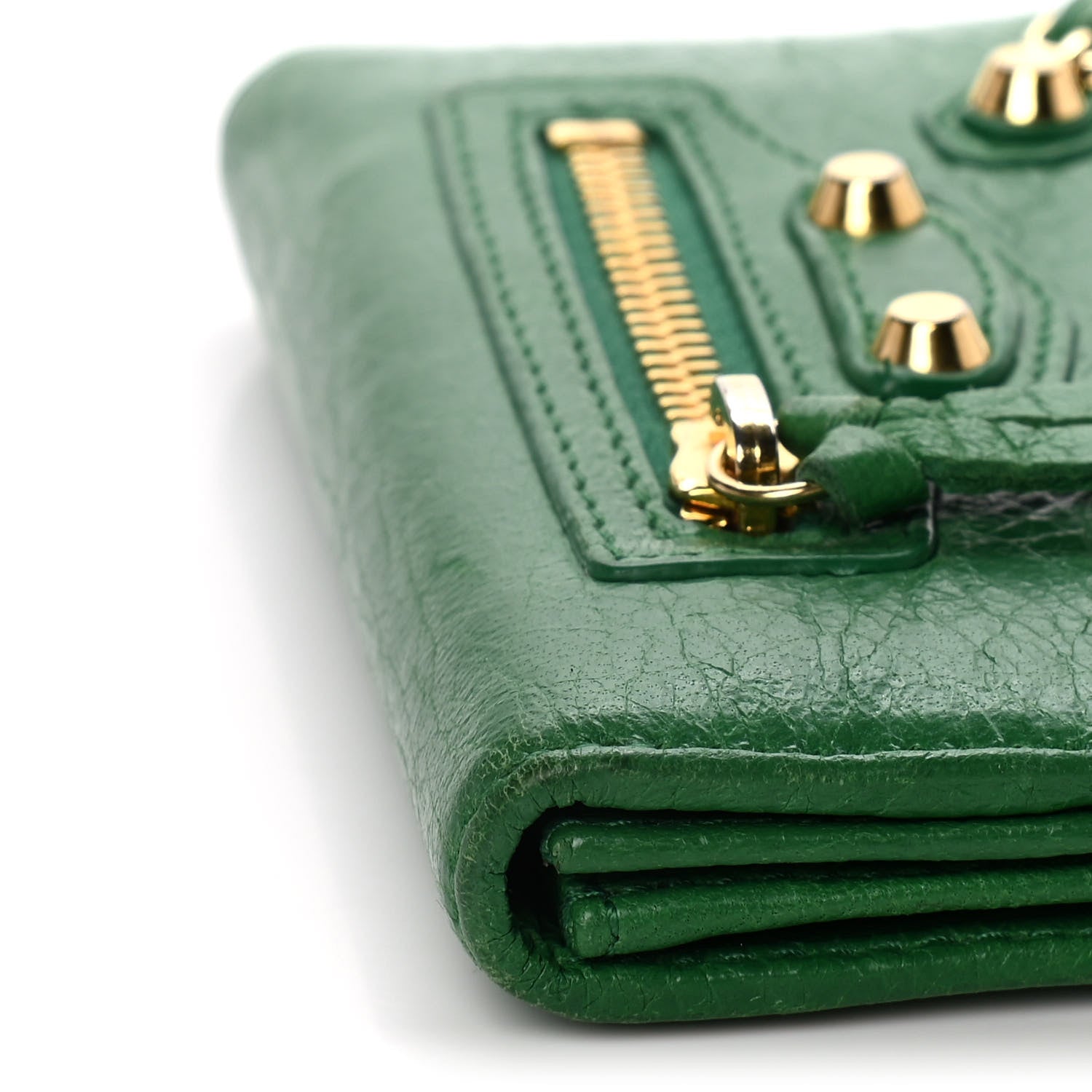 Balenciaga Agneau Arena Classic Gold Hardware Mini Wallet Vert Trefle 12 of 18