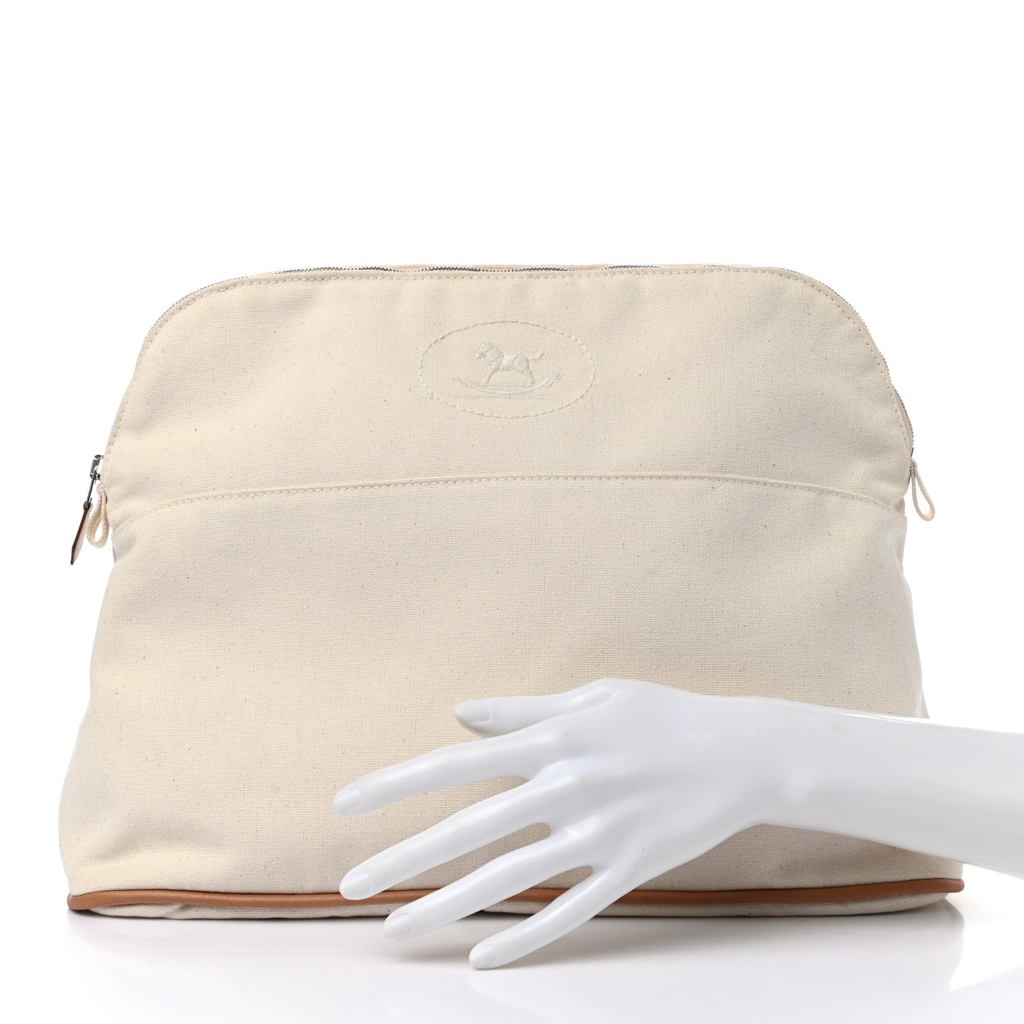Cotton Canvas Mini Bolide Travel Cosmetic Pouch White