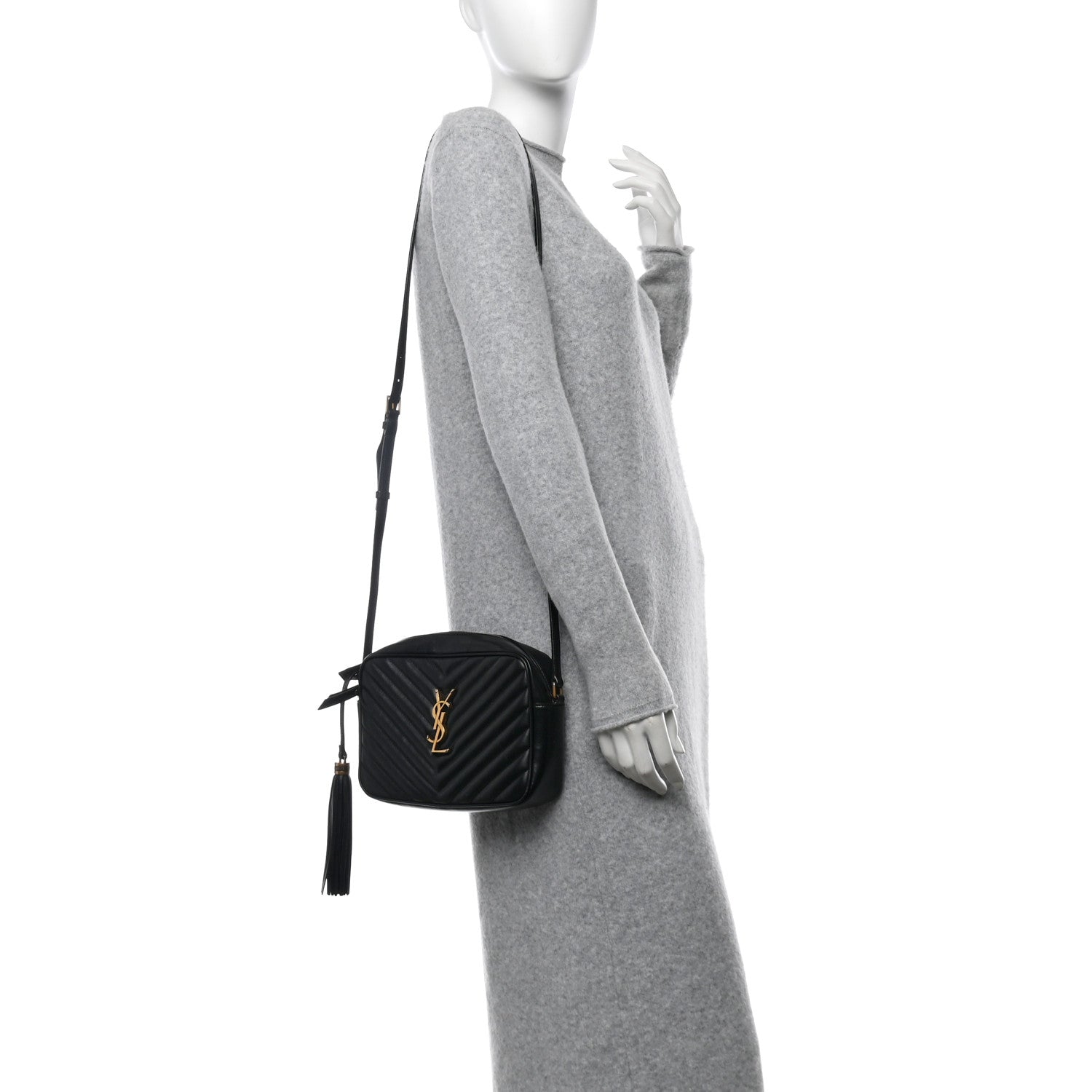 Saint Laurent Calfskin Matelasse Monogram Lou Camera Bag Black 2 of 14