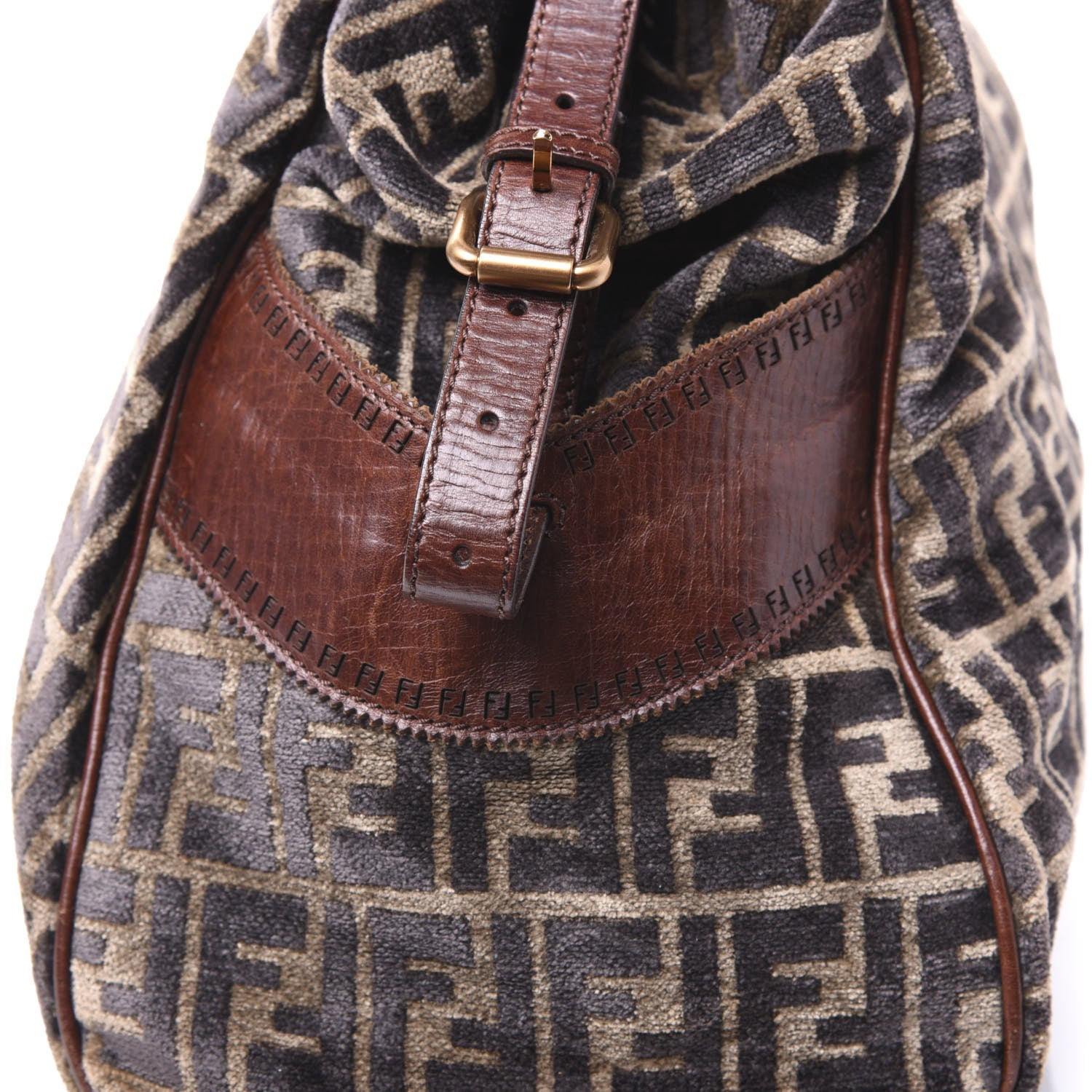 Fendi Velvet Zucca Vitello Large Bag De Jour Fango 9 of 9