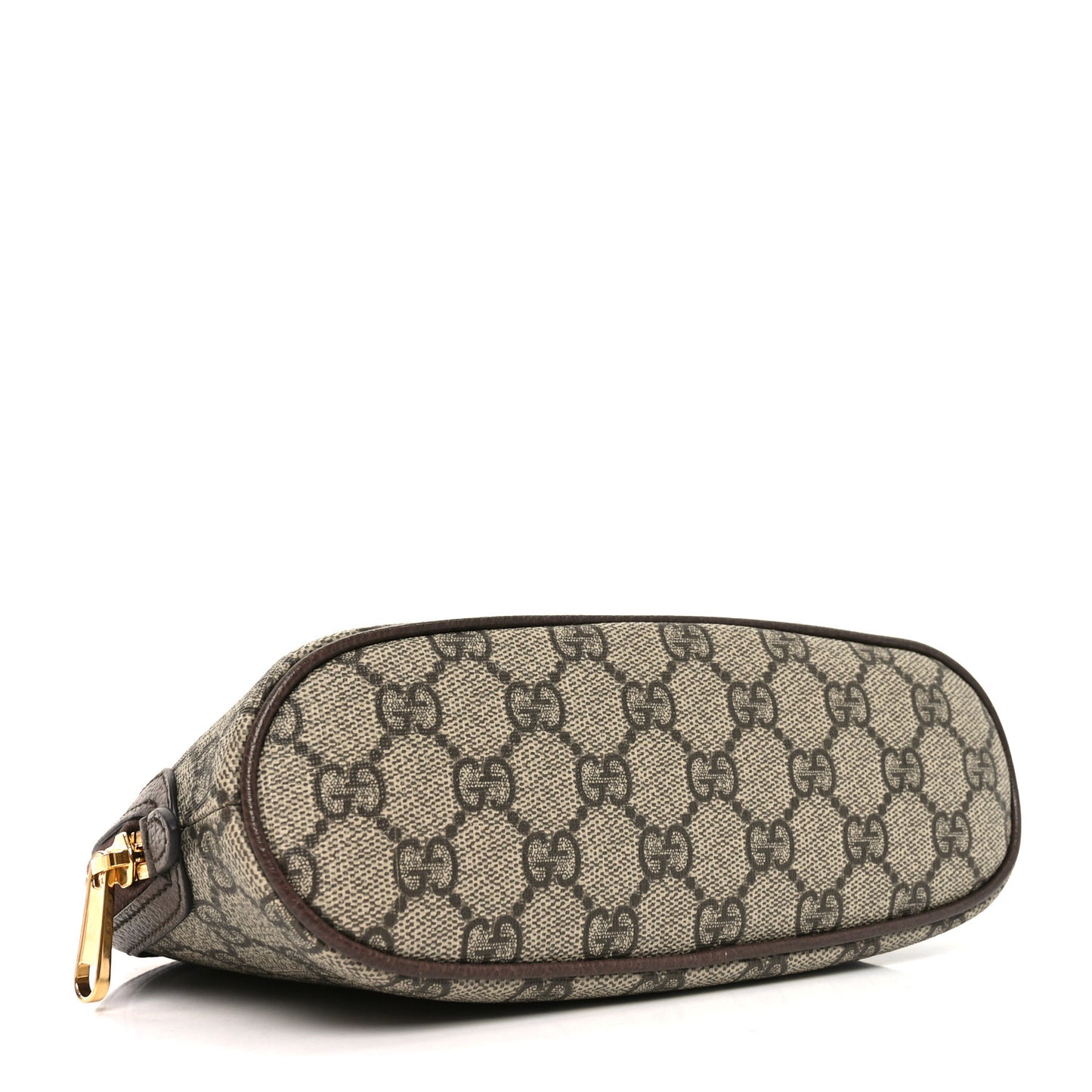 GG Supreme Monogram Textured Calfskin Web Large Ophidia Cosmetic Case Beige Ebony New Acero