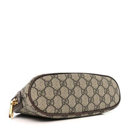 Gucci GG Supreme Monogram Textured Calfskin Web Large Ophidia Cosmetic Case Beige Ebony New Acero 4 of 10