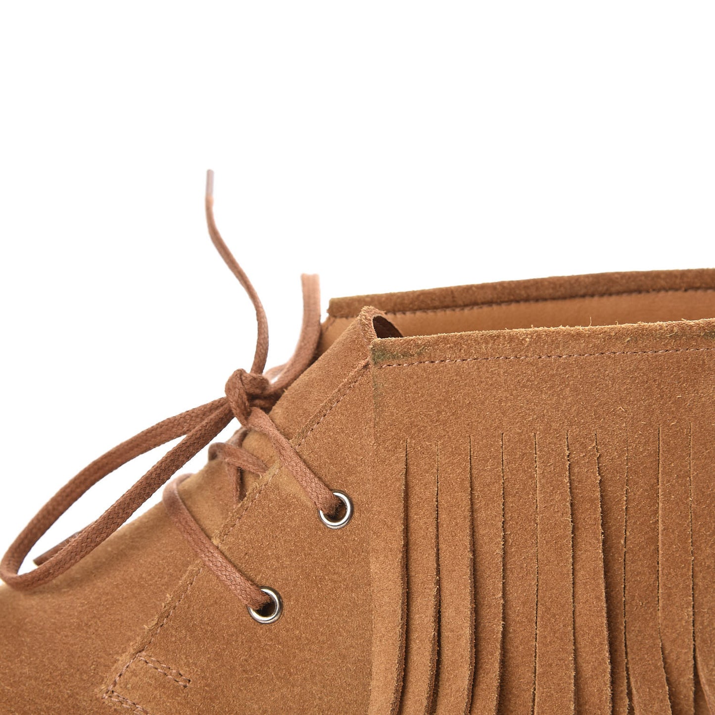 Suede Mens Fringe Moccasin Bootie 38.5 Brown