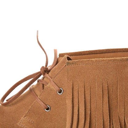 Saint Laurent Suede Mens Fringe Moccasin Bootie 38.5 Brown 11 of 13