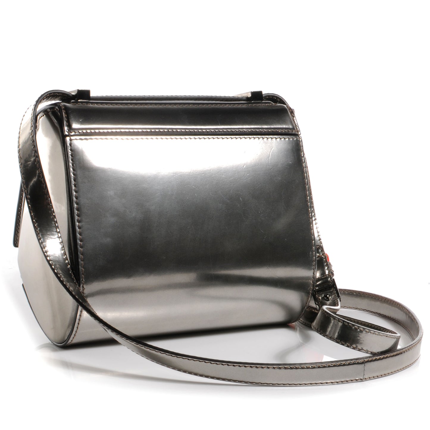 Metallic Calfskin Mini Pandora Box Crossbody Bag Gunmetal