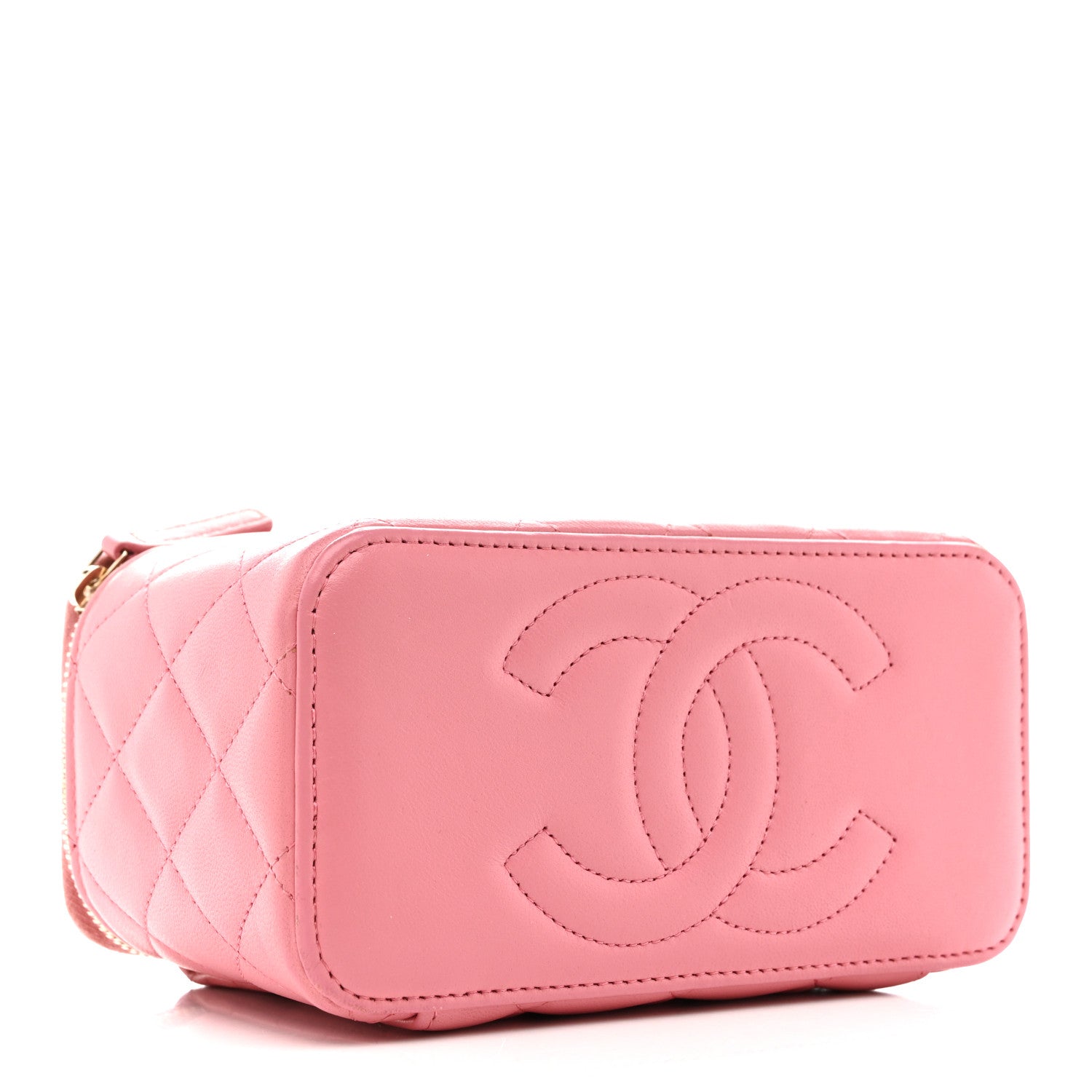 Chanel Lambskin Quilted Small Top Handle Vanity Case With Chain Pink 4 of 14