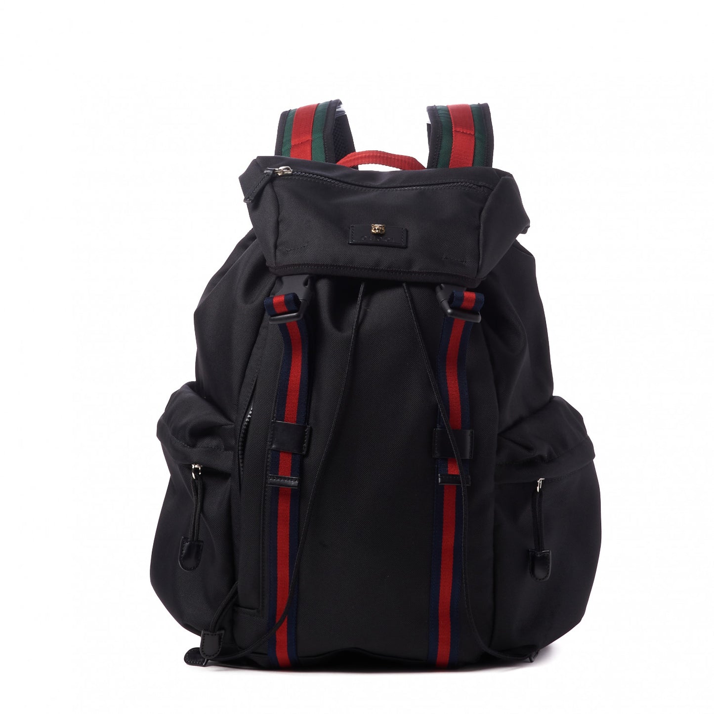 Techno Canvas Web Double Buckle Backpack Black