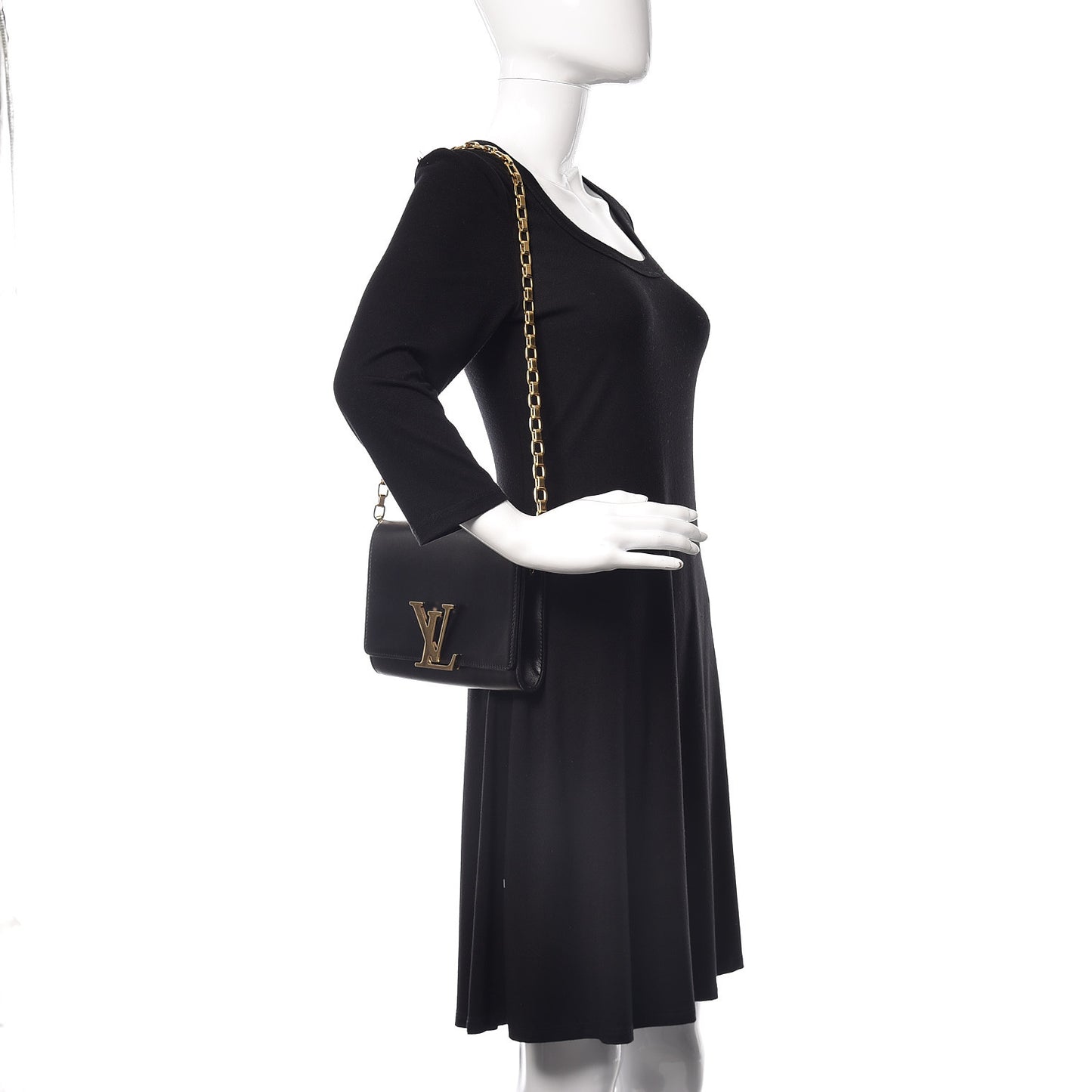 Calfskin Chain Louise GM Black