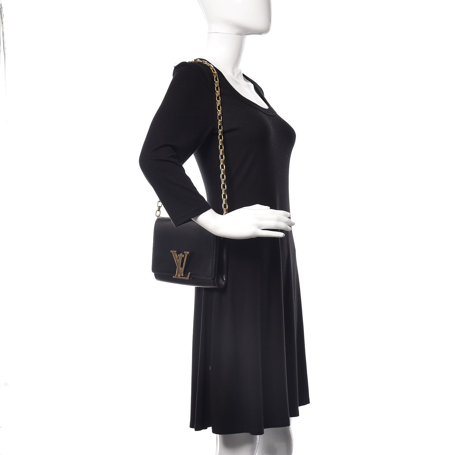 Louis Vuitton Calfskin Chain Louise GM Black 2 of 10