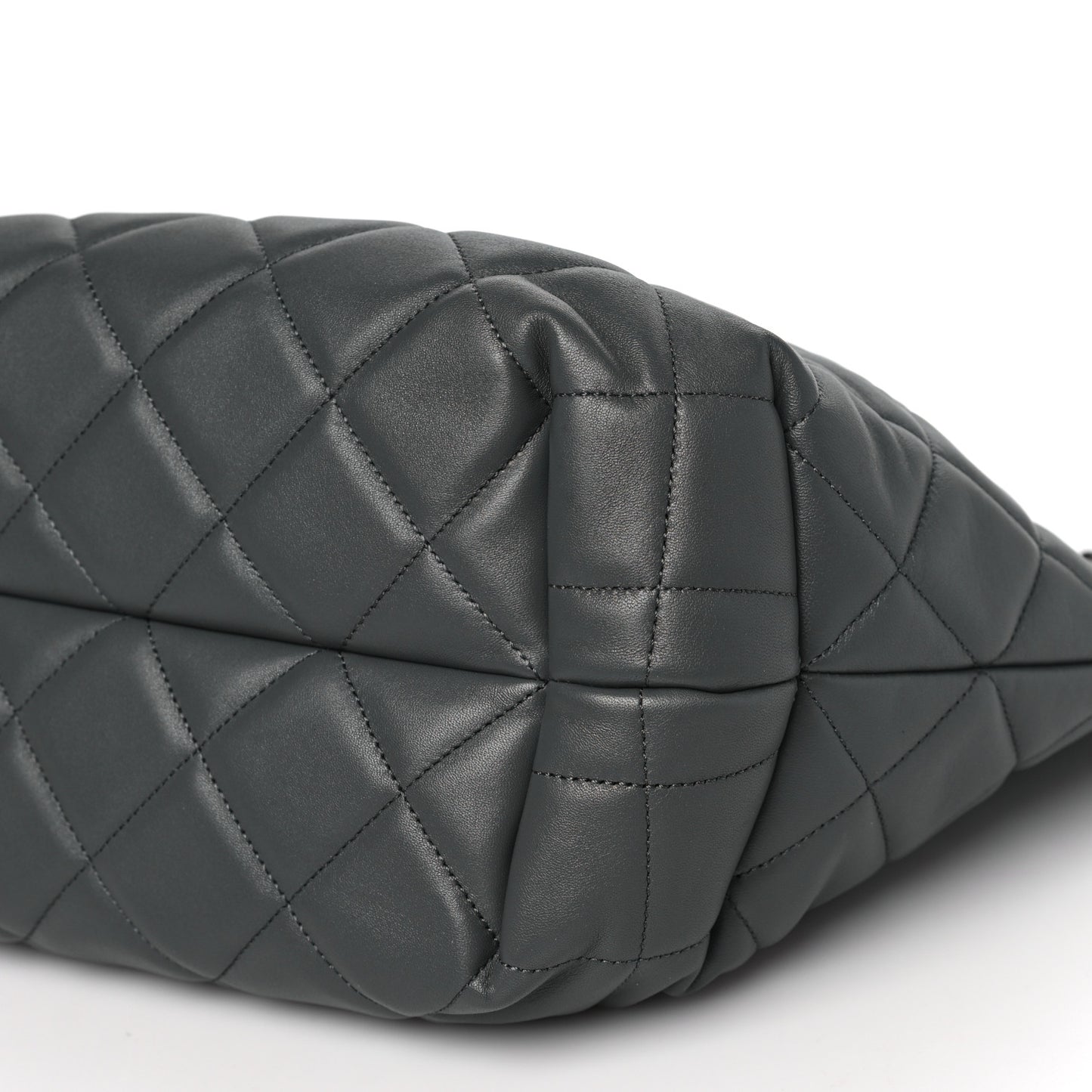 Lambskin Quilted CC Dweller Drawstring Tote Grey