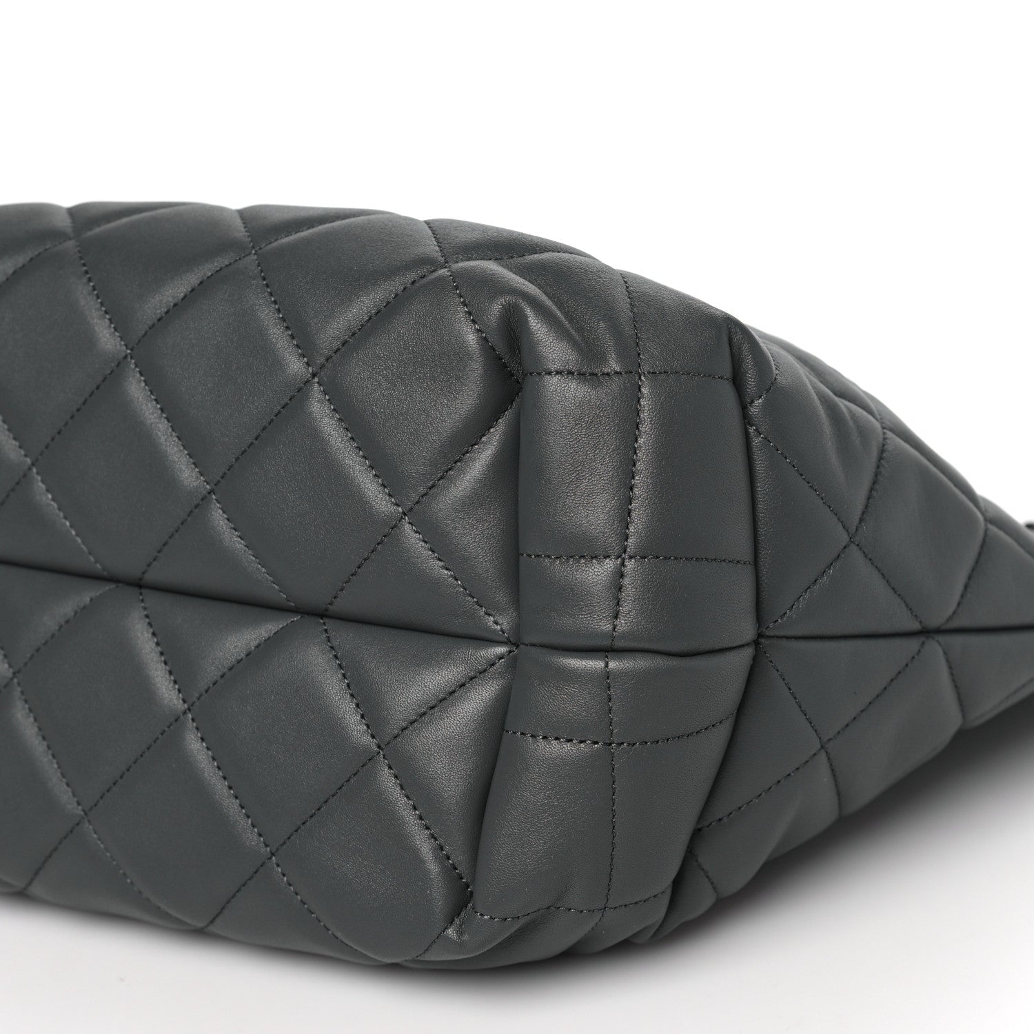 Chanel Lambskin Quilted CC Dweller Drawstring Tote Grey 9 of 13