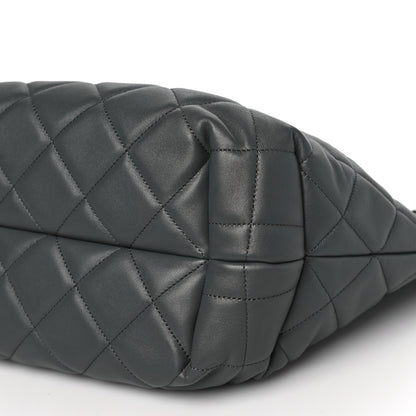 Chanel Lambskin Quilted CC Dweller Drawstring Tote Grey 9 of 13