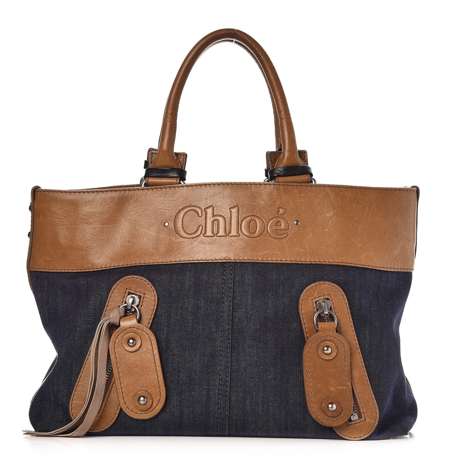 Denim Calfskin Tote Dark Blue