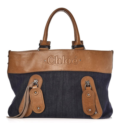 Chloe Denim Calfskin Tote Dark Blue 1 of 17