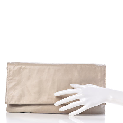 Prada Nappa New Look Fold Over Clutch Alluminio 2 of 10