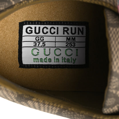 Gucci Ultralight Plume Calfskin Monogram Printed Womens Gucci Run Sneakers 37.5 Beige Ebony 9 of 13