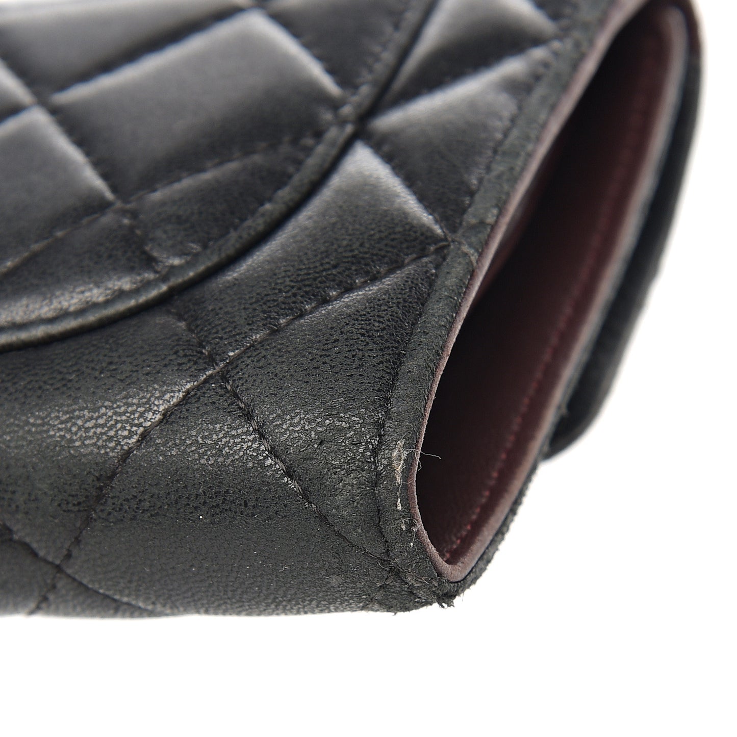 Lambskin Quilted Large Flap Wallet Black