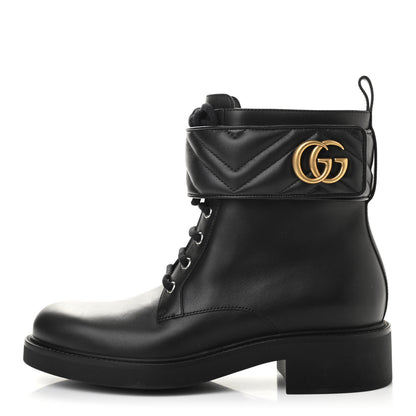 Gucci Flores Calfskin Nappa Matelasse GG 40mm Ankle Boots 40 Black 1 of 8